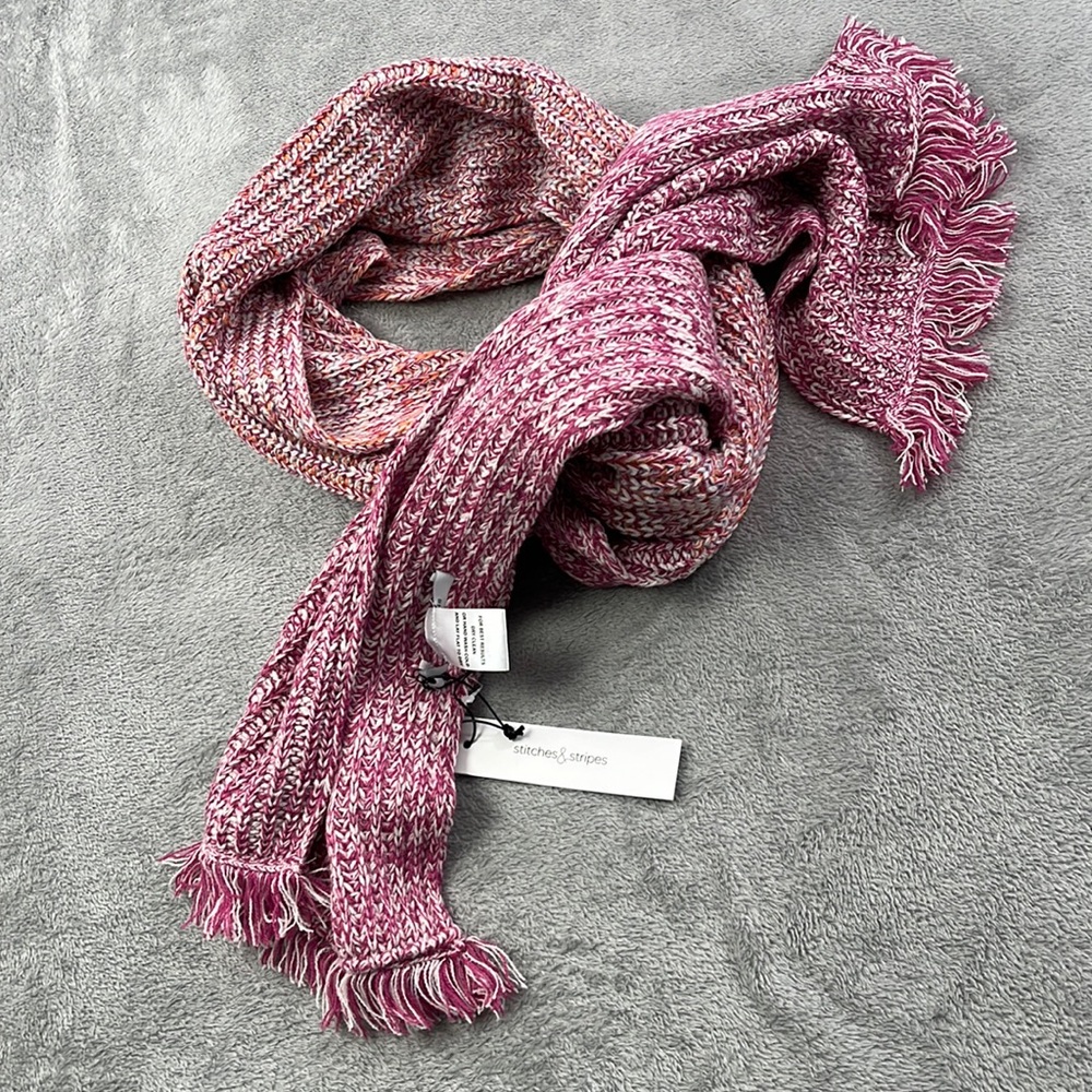NEW Stitches & Stripes‎ Pink Orange Knit Ombre Large Scarf